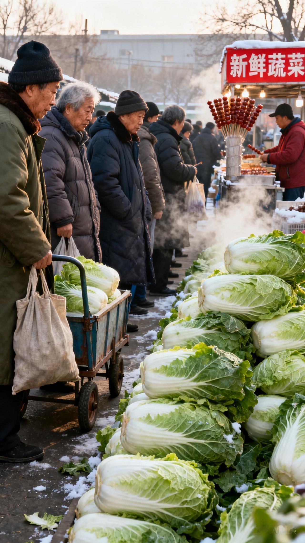 又到了北京人买冬储大白菜的季节了。记得小时候，每年这个季节，大家都会去副食商店排