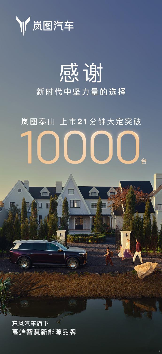 岚图泰山销量破万！实力说话家人们，你们知道吗？岚图泰山上市仅仅21分钟就突破了万