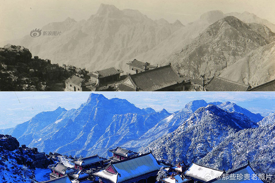 百年新老照片对比：泰山碧霞祠，这是道教著名女神碧霞元君的祖庭，建于1008年，1