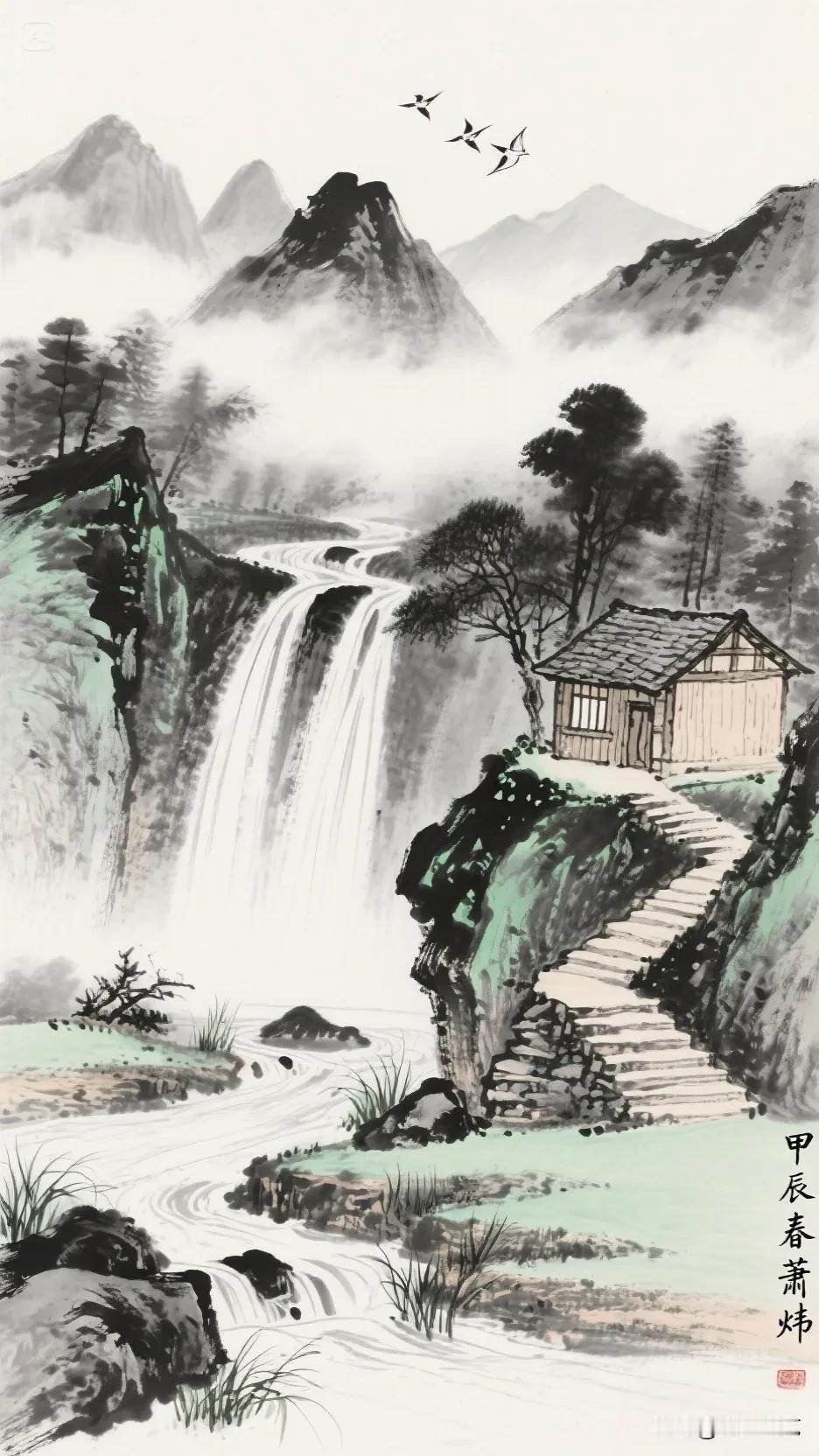 【中国画】山静云自闲，心远地自偏。春日生活打卡季云深无归处境清心静什么是好