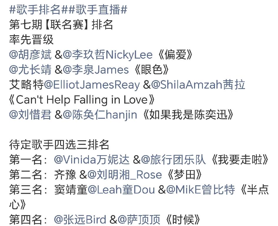 歌手2026第二个月度总决赛即将开始，又是七进四，来看看是不是就是他们了！今天