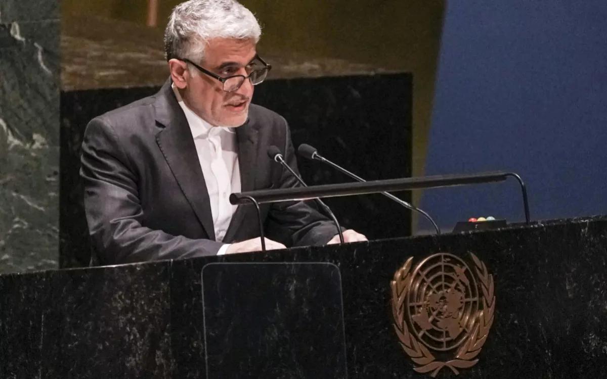《纽约时报》报道，当地时间27日，伊朗常驻联合国大使伊拉瓦尼，在联大会议发言时表