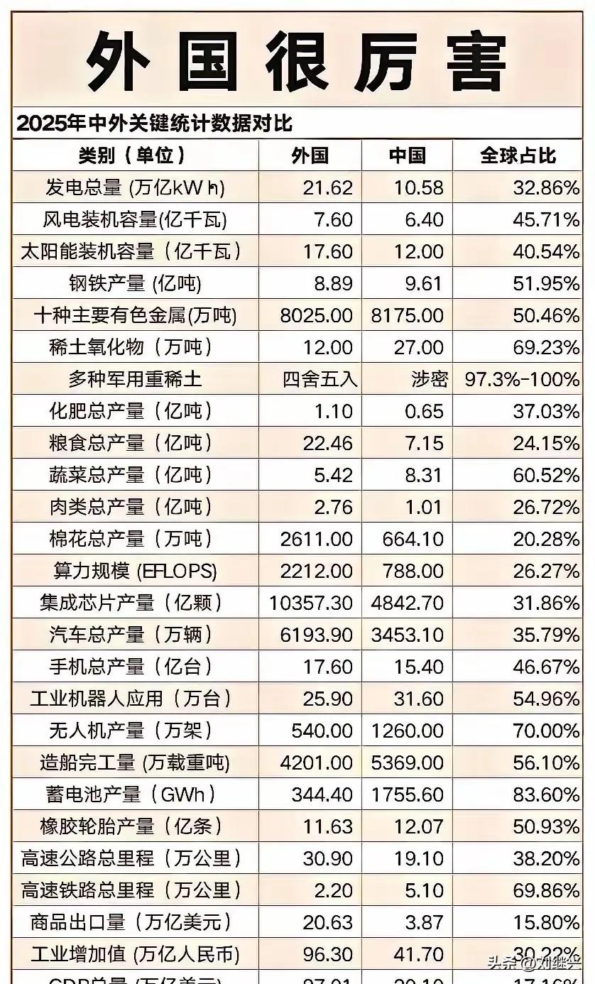 世界上只有两个国家，一个是中国，另外一个是外国。公知们常说外国很厉害，中国什么都