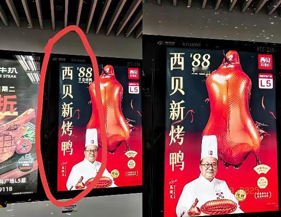 西贝又开始整活了：在地铁上打广告卖烤鸭。88元半只先不论贵不贵，最抓眼的是请来一