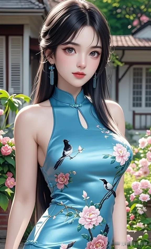 古典与现代的完美融合，惊艳的蓝绿色旗袍，尽显东方韵味旗袍古典新中式颜色鲜艳的旗