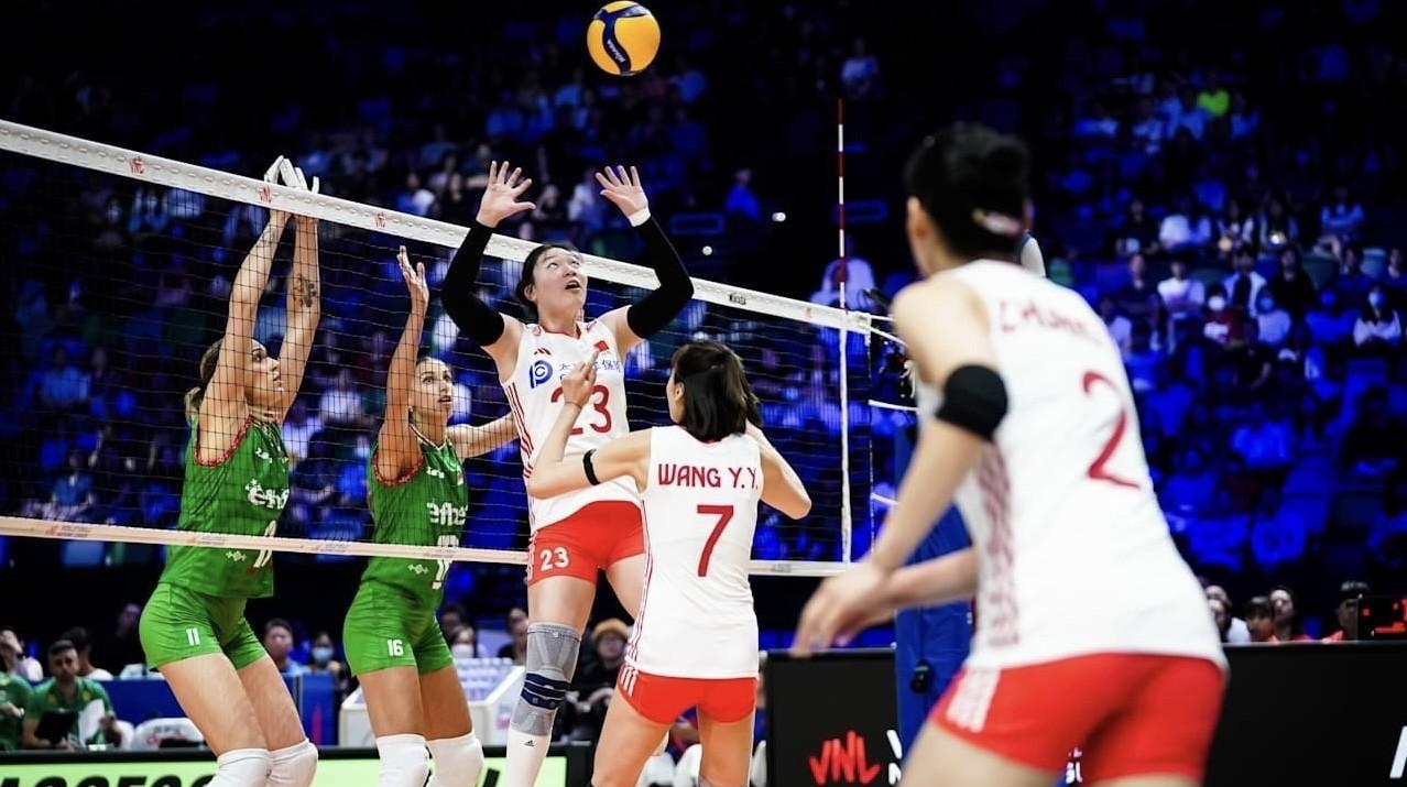国家女排联赛中国3-2保加利亚技术统计吴梦洁32分扣球69-72、拦网11-