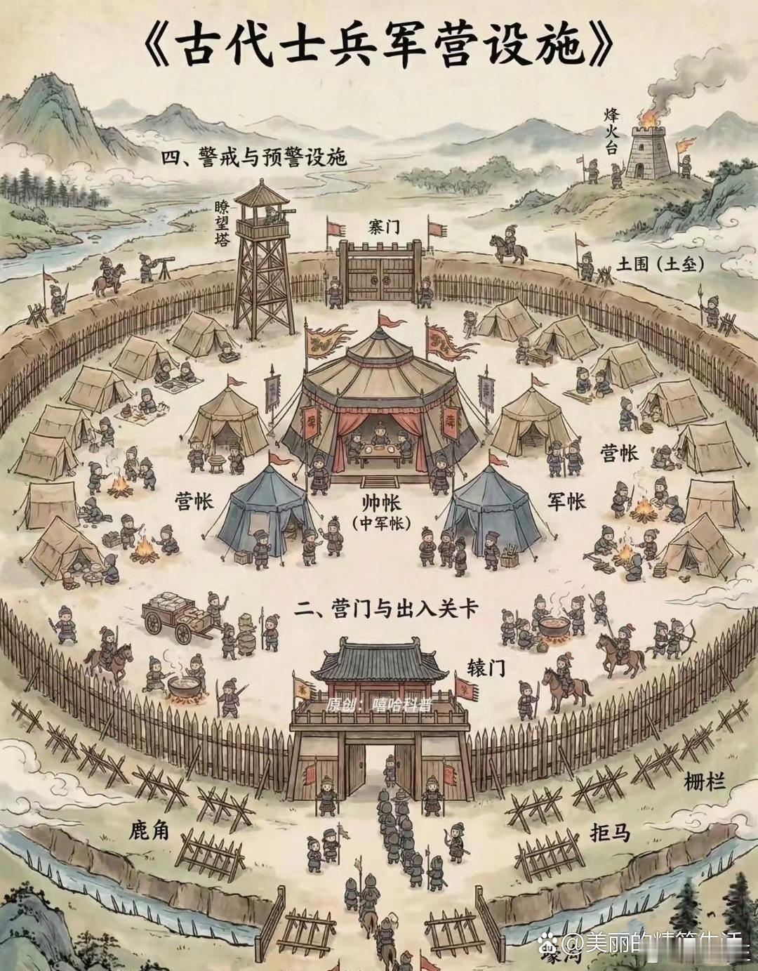 古代的行军布营图，防御能力简直拉满，跟铁桶一样牢固！