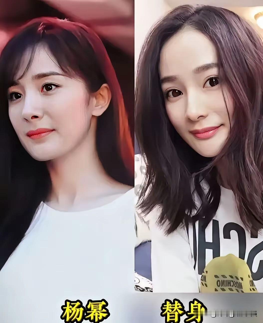 娱乐圈里有不少替身演员，长相和本尊高度重合，很多人第一眼根本分不出来。杨幂，赵