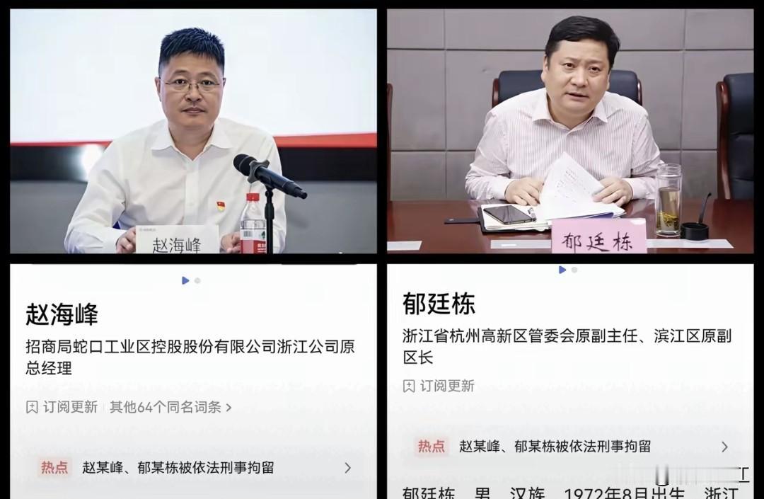 一位是央企地产公司招商蛇口浙江公司的总经理，一位是浙江省杭州市滨江区副区长，这两