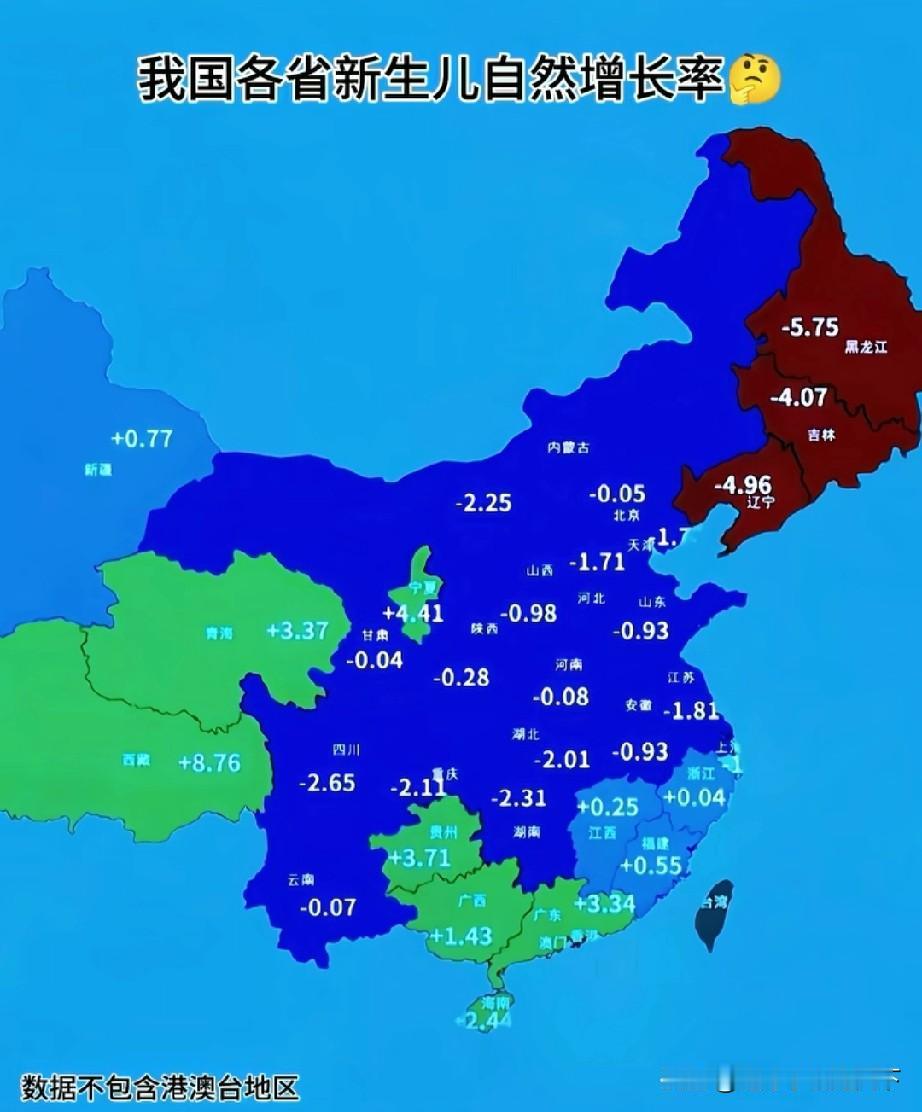 贵州人这么能生的吗？看来人口出生率还得看贵州省和广东省啊！西藏这增长率虽然最高