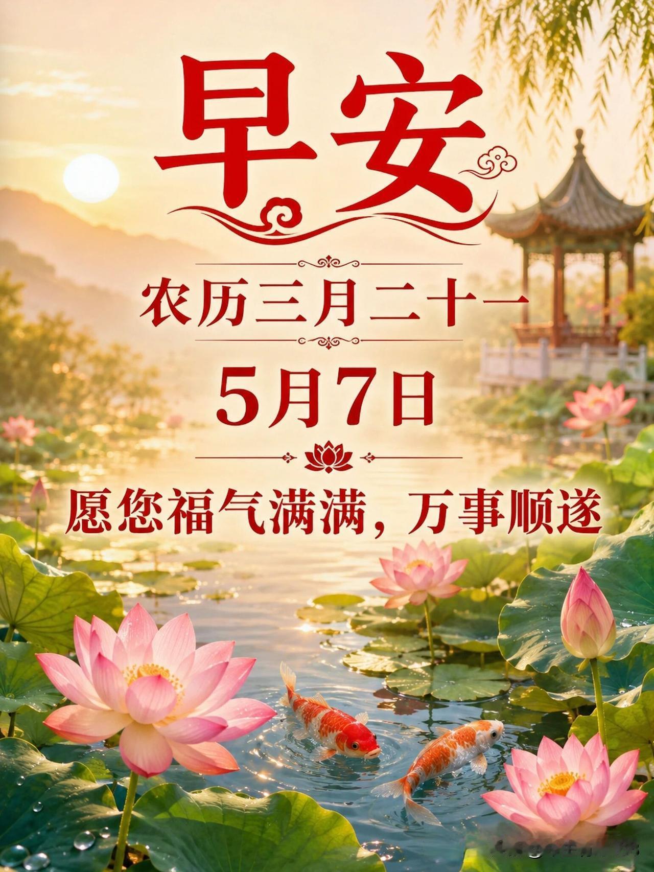 🌻周四早安，愿日子温柔，岁岁安暖🍒今日周四，五月七日，晨光温柔，岁月安然