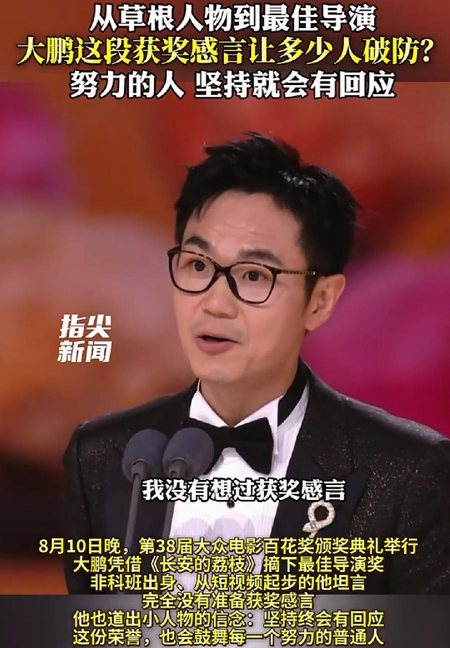 大鹏百花奖最佳导演，不过含金量太低！观众投票选的，不是电影圈专业人士评的，大鹏拍