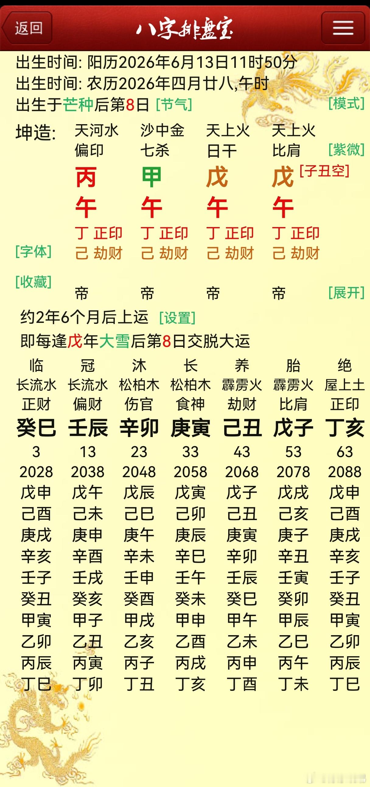 突然发现这个月又能碰到四柱地支伏吟的八字了。四马奔腾，马太多了，也有些愁人。