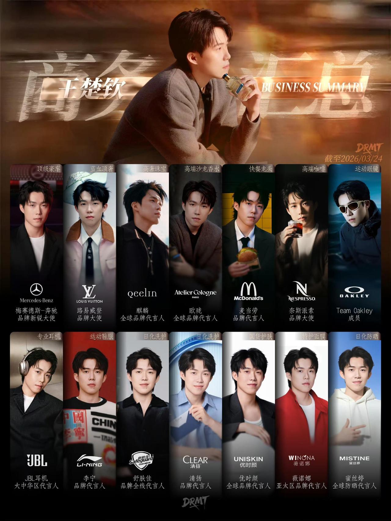 王哥的实力，全是品牌大手笔，太帅气的人，形象和品味一等一！轻奢风的楚钦，什么品