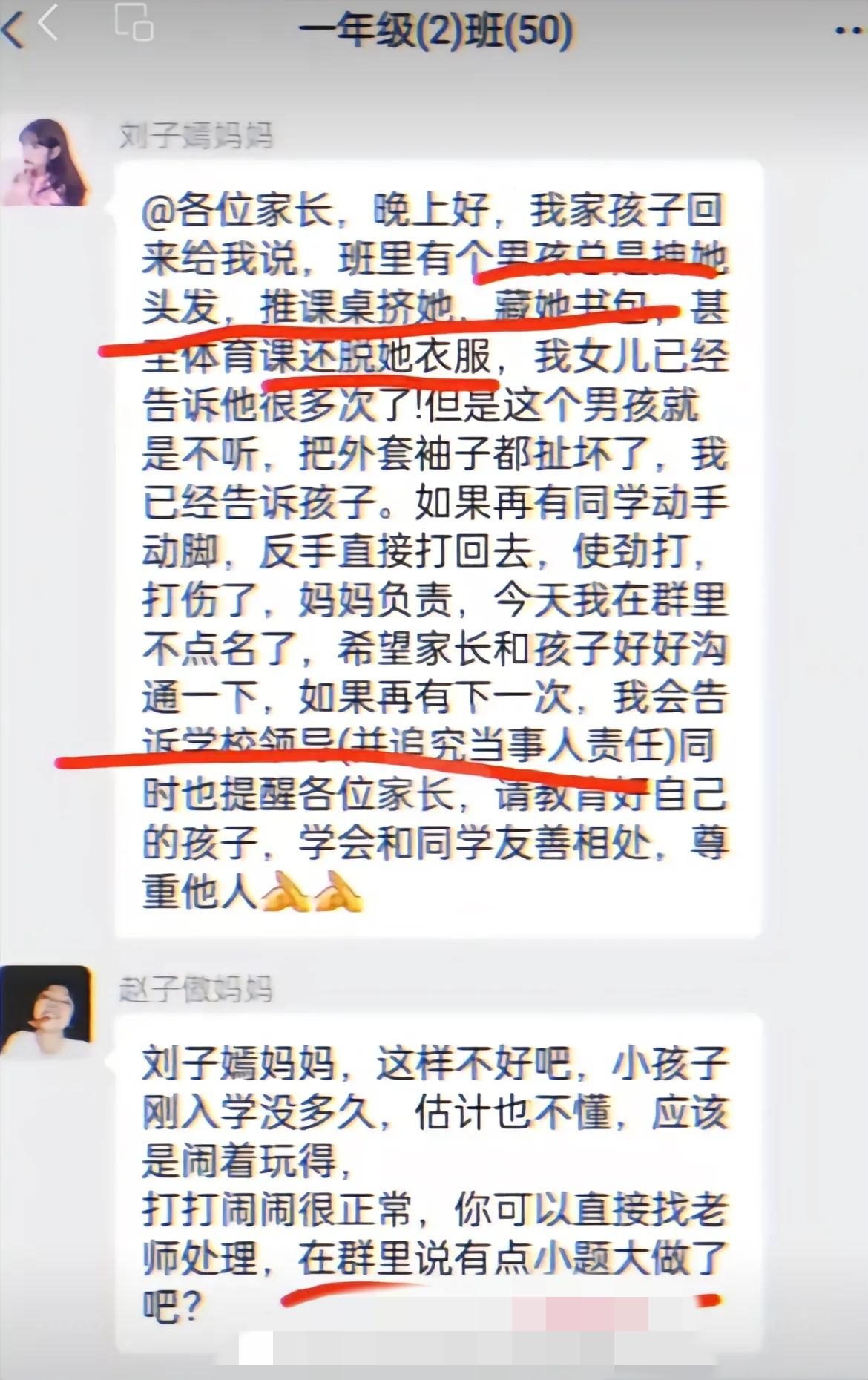 这属于小题大做吗？一年级群里又热闹起来了，小刘同学的妈妈在群里面控诉，自家小