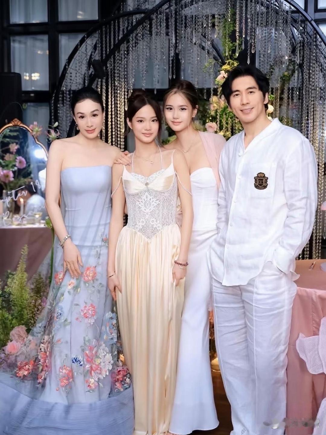 钟丽缇为二女儿庆祝18岁生日，为女儿定制了一个珠宝头冠，真的太令人羡慕了！女儿们遗传了钟丽缇的颜值和
