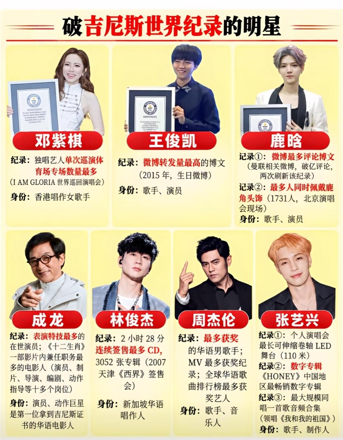 原来明星也可以破吉尼斯记录呀！邓紫棋创下独唱艺人单次巡演体育场专场最多的纪