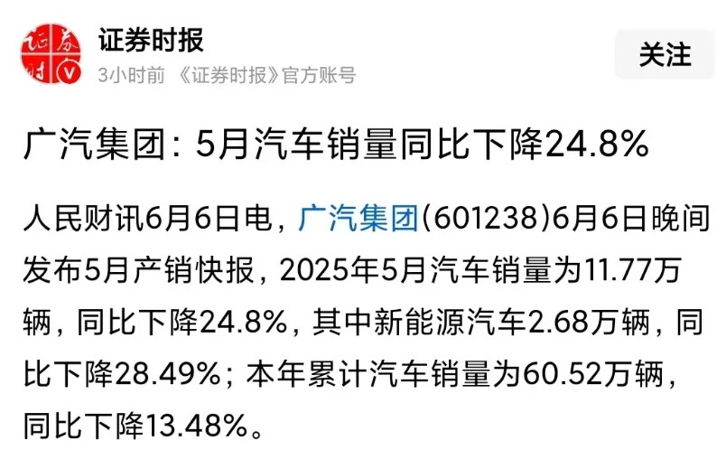 怎么办？广汽的销量还是止不住下跌呀，特别是新能源下降的很快，嗯，我怎么说呢，搞这