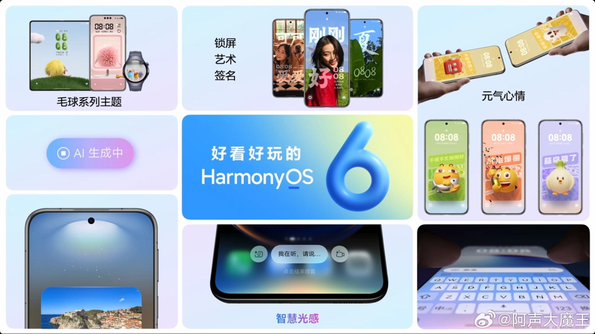 HarmonyOS6特别发布-设计：智慧感光+锁屏艺术签名毛球系列主题+元
