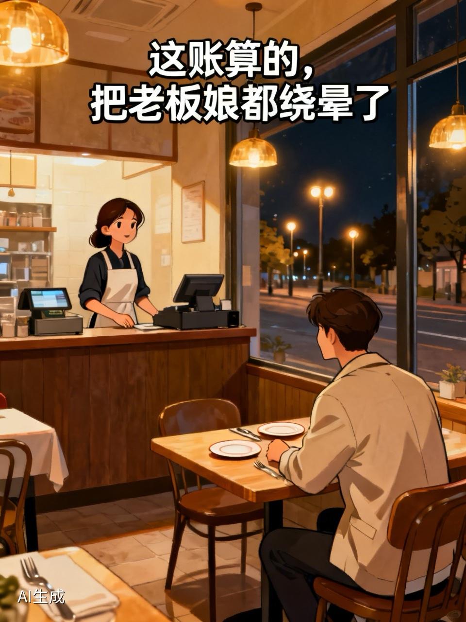 我也是服了！这账算的，把老板娘都绕晕了我同学开了一饭店，昨晚店里快打烊了，进