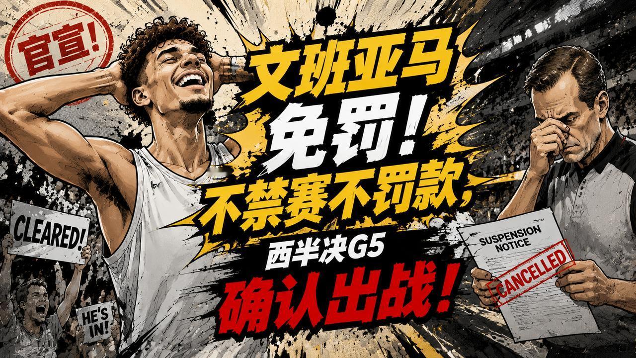 文班亚马还是逃过了一劫！根据NBA官宣：不禁赛不罚款，西半决G5确认可以正常出战