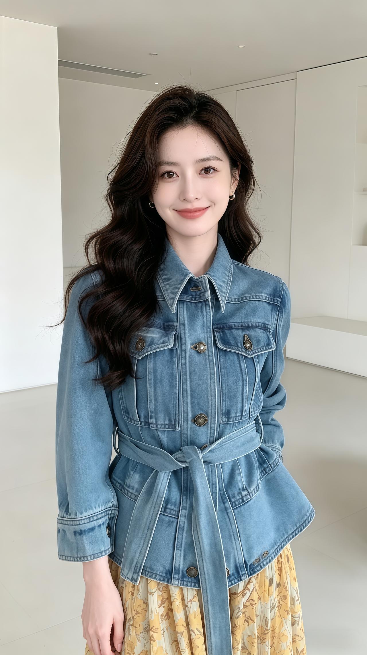 牛仔收腰上衣牛仔外套温柔穿搭韩系穿搭气质穿搭穿搭