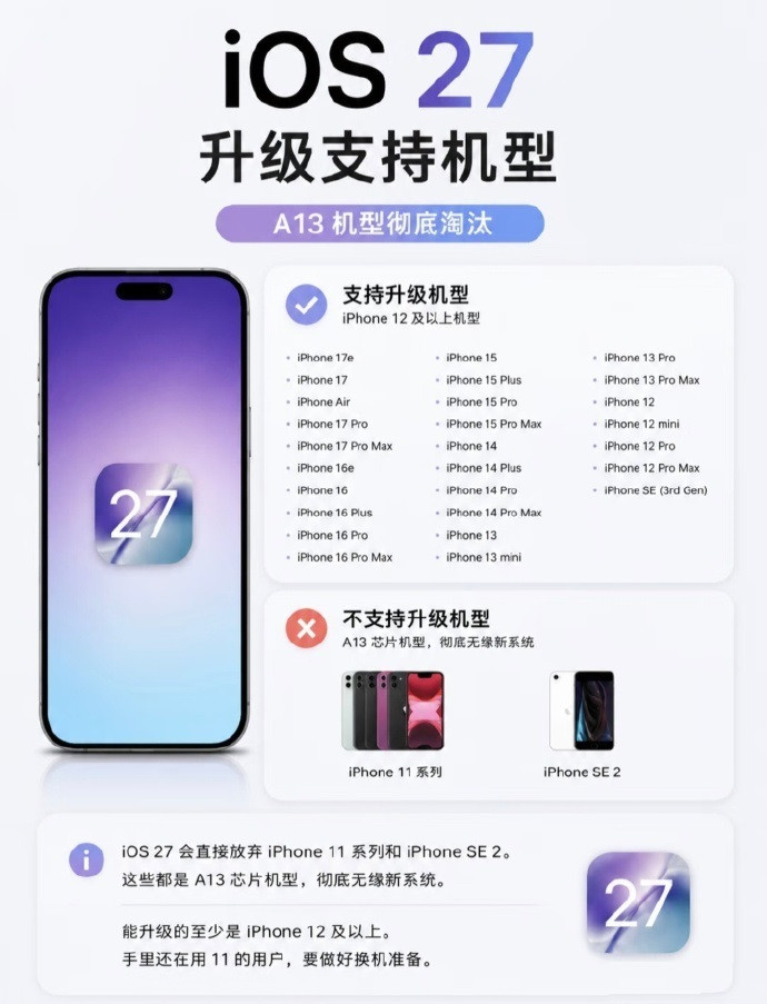 iOS27或6月发布苹果下一代大版本更新iOS27已正式官宣啦！它将会在