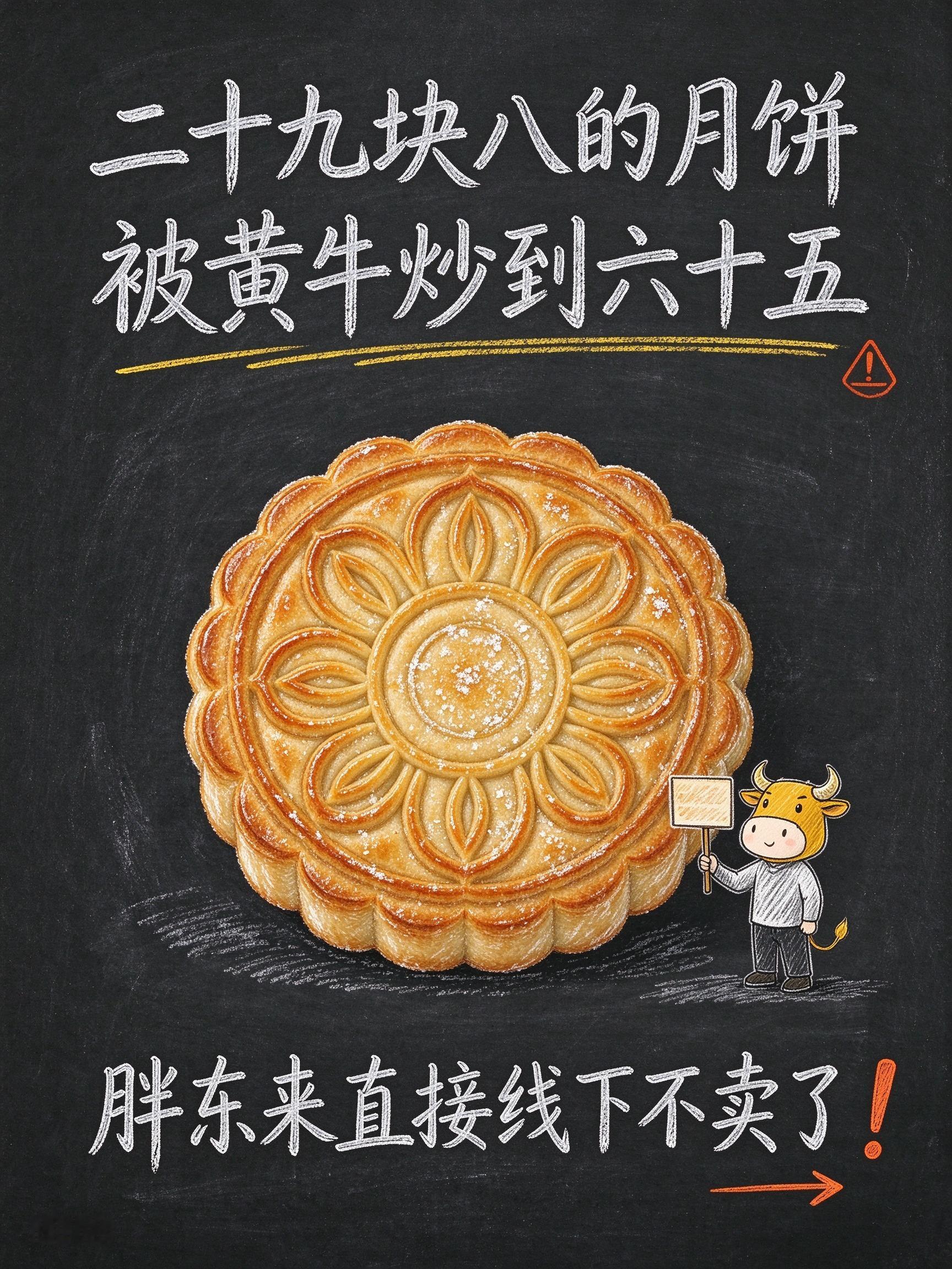 29块8一块的酥饼，黄牛转手卖65，胖东来干脆线下不卖了。中秋临近，胖东来网红大月饼又被抢疯。这货就