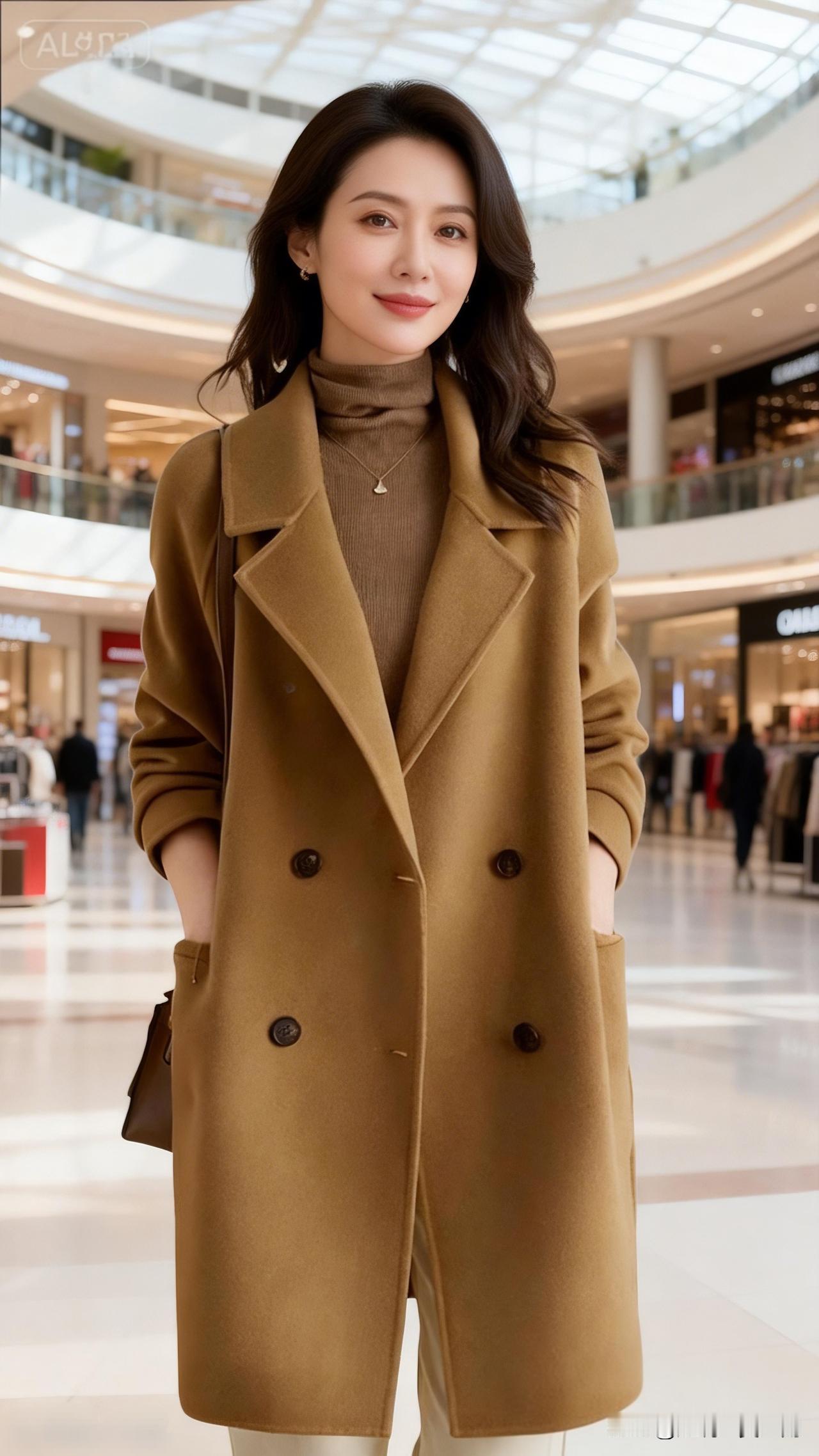 秋冬穿搭指南温暖焦糖色大衣，时尚又保暖，搭配高领毛衣，尽显优雅气质！🌟👗?