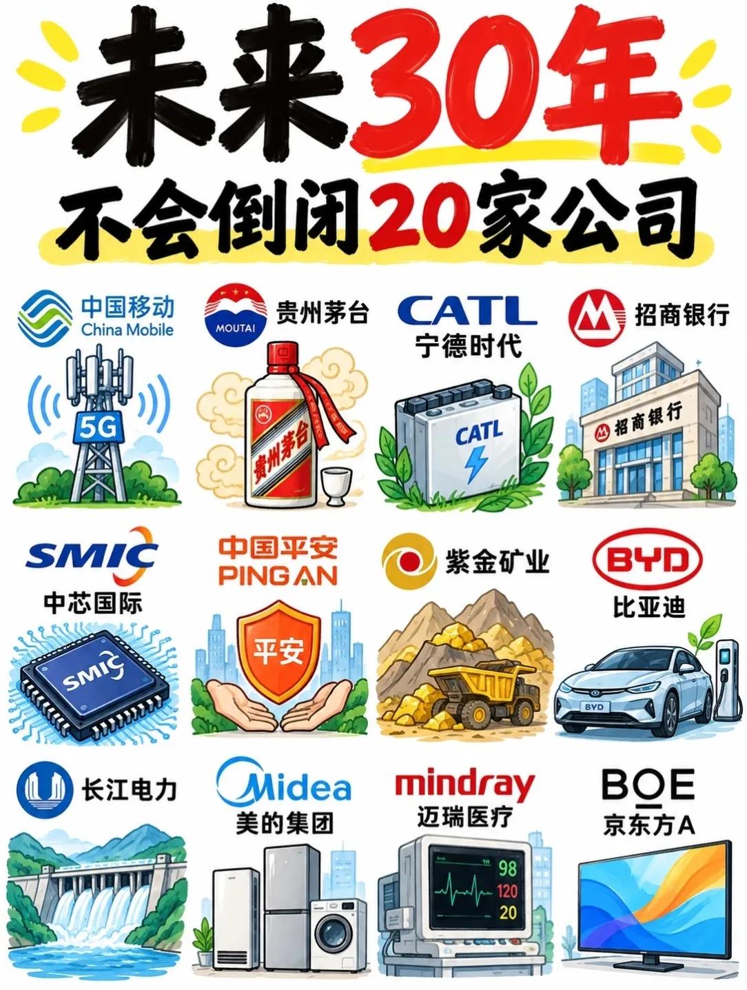 未来30年，这20家中国公司最“稳”？🤔刷到一组图，列出了被网友称为“永远