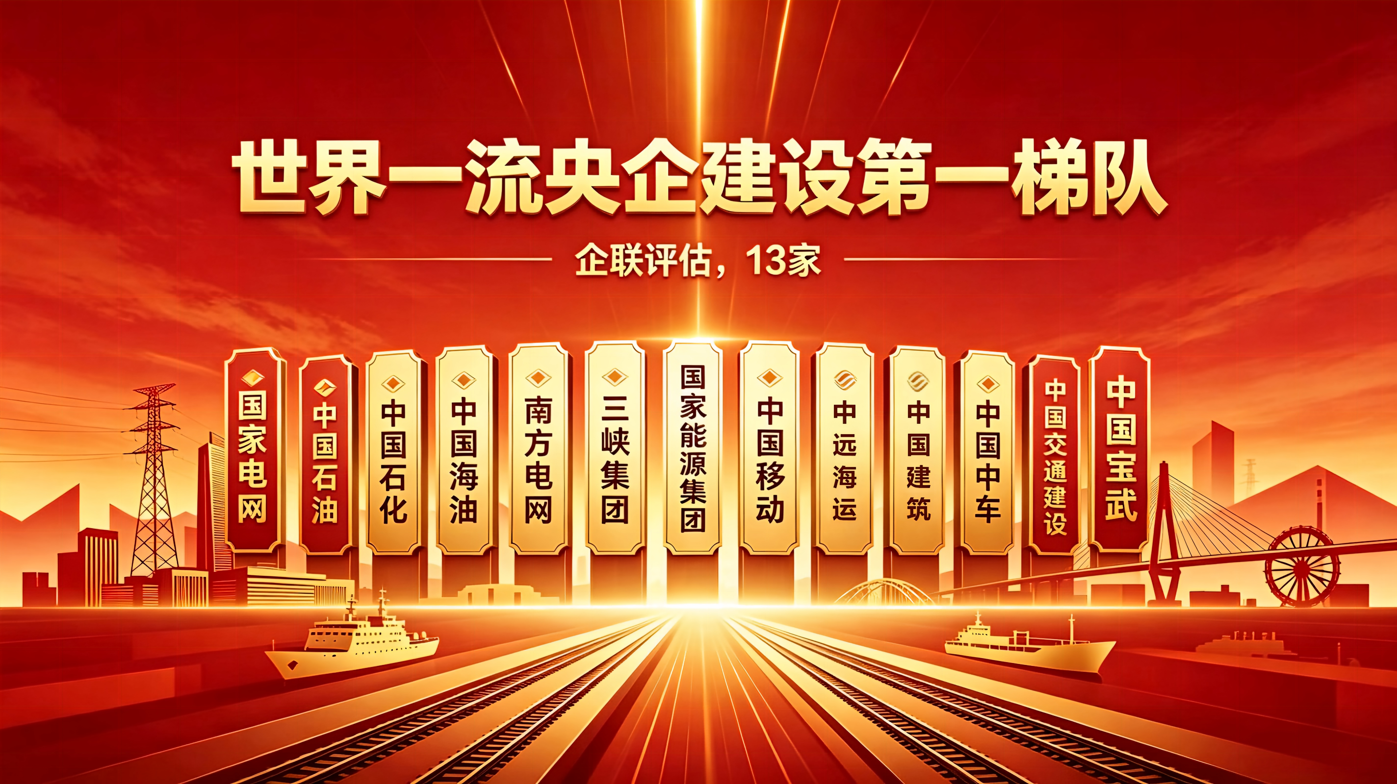 🌟世界一流央企建设第一梯队，13家重点央企名单！企联评估出炉，这一批央企综合实力雄厚，行业标杆。中