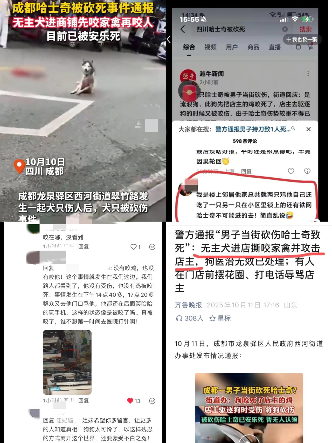 一点都不心疼这个砍狗的店家，哈士奇不仅咬鸡，还咬伤店主？网友非但没有同情店主