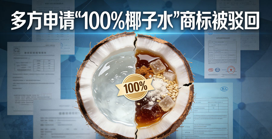 多方申请“100%椰子水”商标被驳回