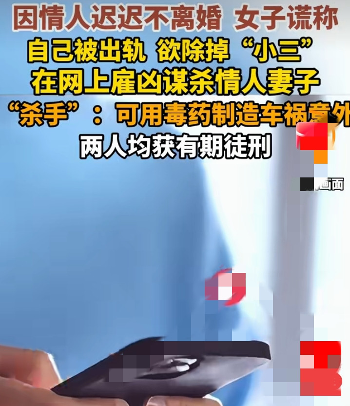 女子出价20万雇凶杀“小三”，结果“杀手”收了2万只拍了几段视频“我被小三破坏了感情，想除掉她。”说