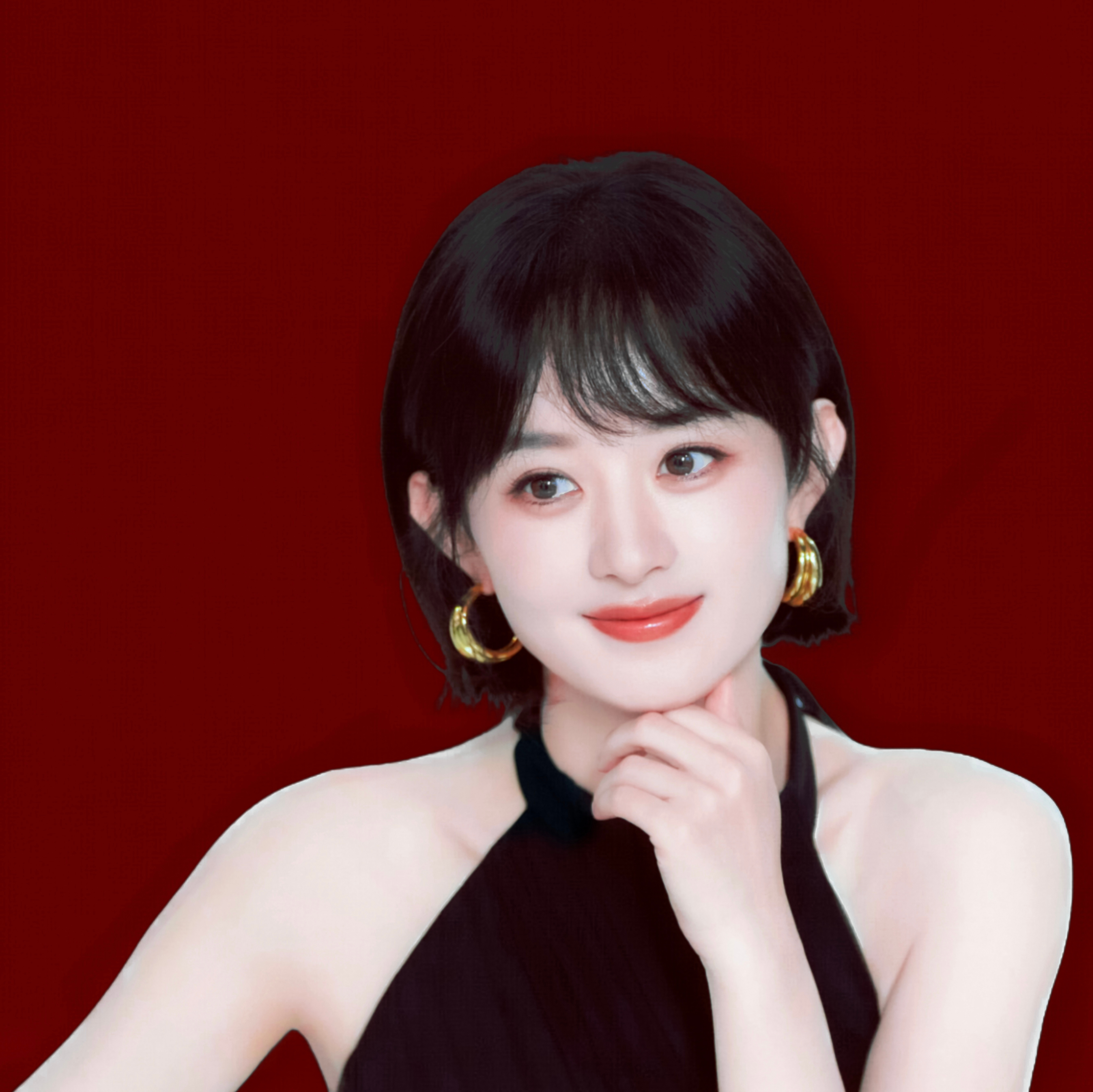 🔴赵丽颖／赵丽颖红底写真​​​