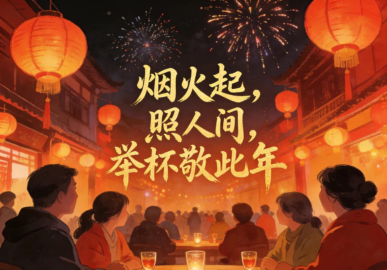 烟火起，照人间，举杯敬此年。家人闲坐，灯火可亲，三餐四季，温柔安稳。旧岁