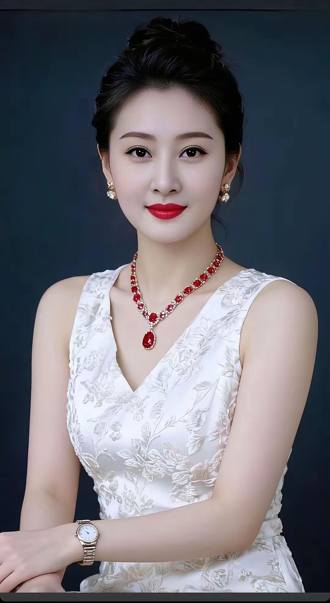 优雅红唇，闪耀珠宝，白裙飘飘，女神范儿十足！💄✨👗