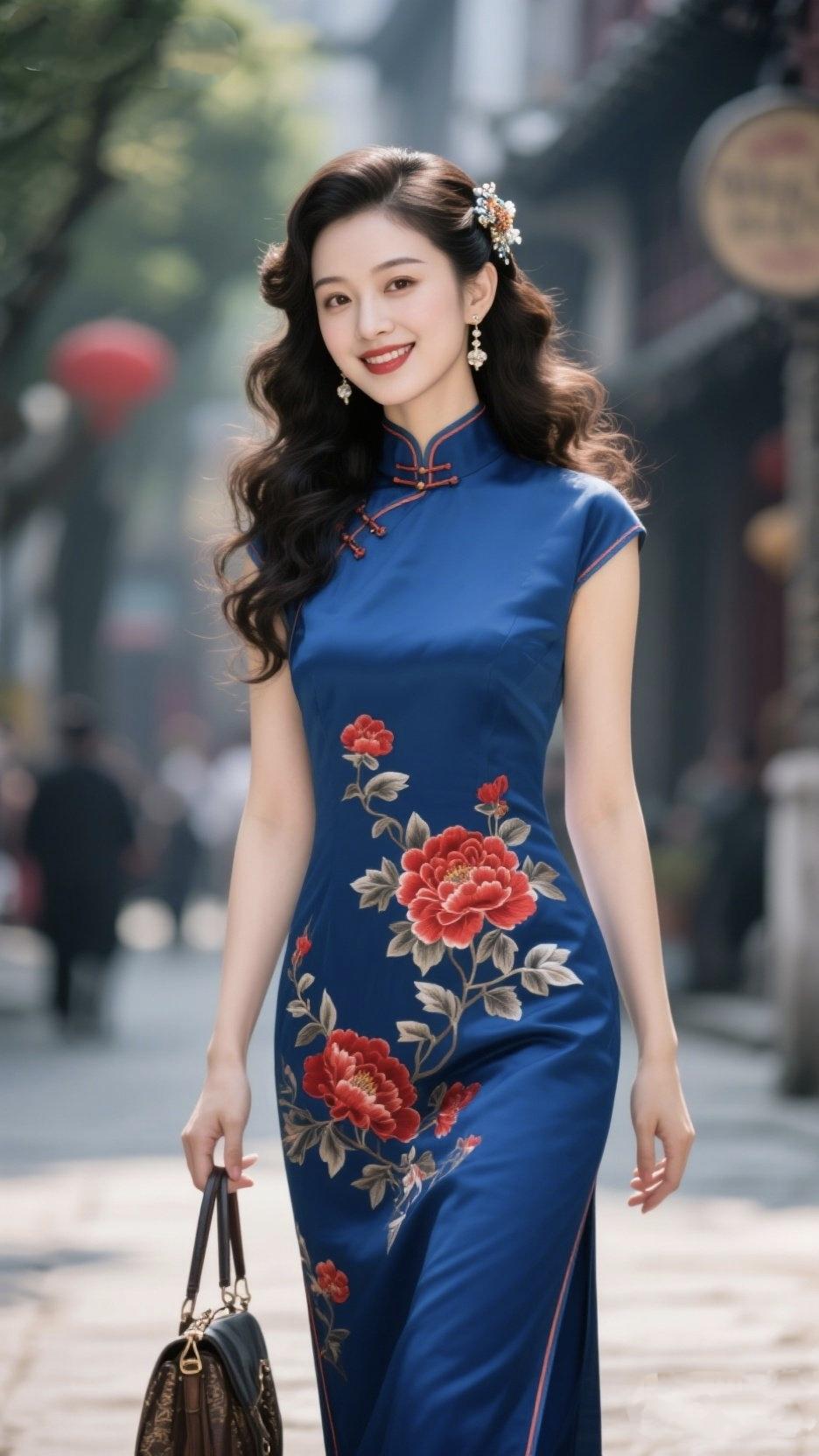 《一袭旗袍，染尽人间风月》针脚藏起江南的雨盘扣扣住半盏流年青石板上，步