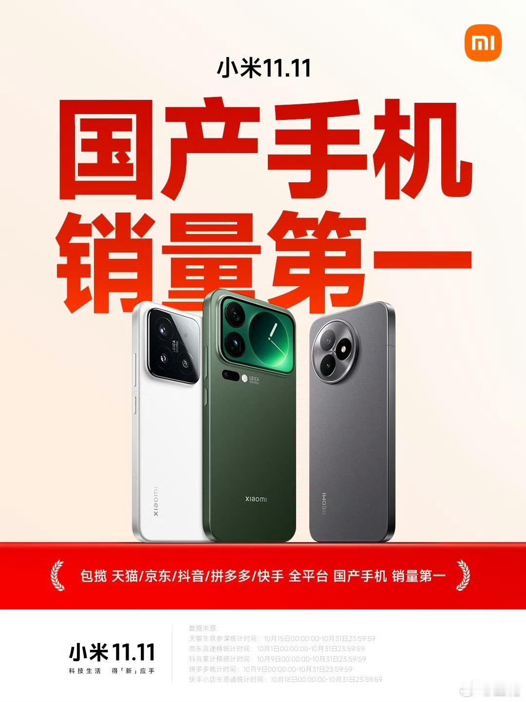 双11截止目前为止，小米手机拿下两个份量很足的第一:①国产6K+档高端单机型销量