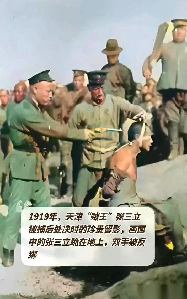 枪响了。天津卫的贼王，张三立，就这么没了。看那张老照片，光着膀子，跪在土堆上