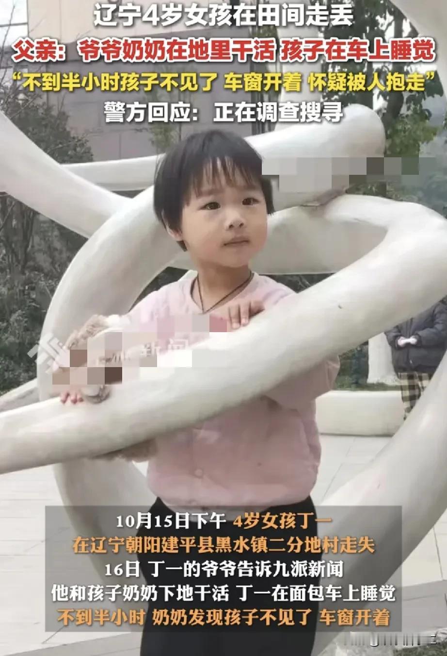 好消息！辽宁四岁女孩找到了，人没事，身体很健康。10月15日下午，家长干农活
