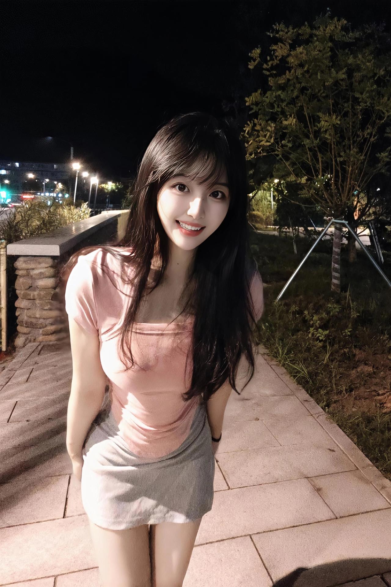 夜晚散步，元气满满，微笑面对每一天！