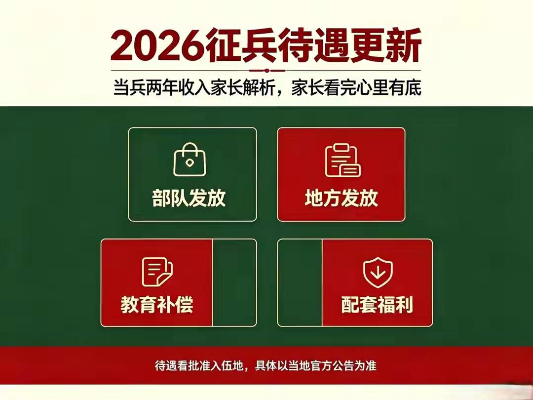 2026新兵待遇更新，算完两年的收入账，好多家长悬着的心直接落地了。就拿内地普