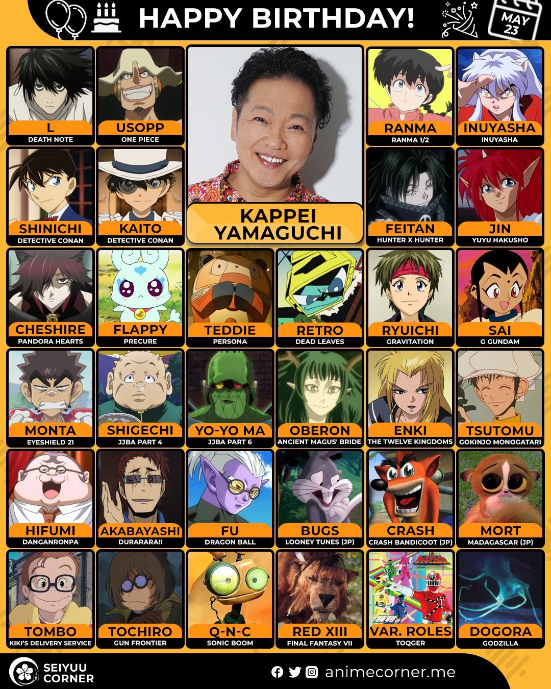 海贼王海贼王今天是乌索普的声优-山口胜平的61岁生日啦