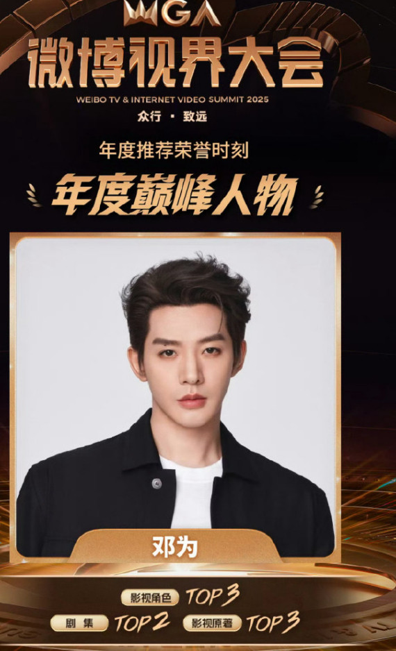 邓为被更多的网友和观众看到了，影视角色TOP3！剧集TOP2！影视原著TOP3！