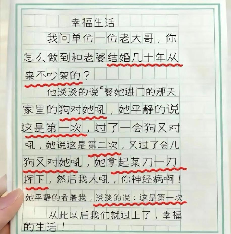  小学生作文《幸福生活》笑疯了！老大哥的婚姻秘诀，评论区说说你笑了没？