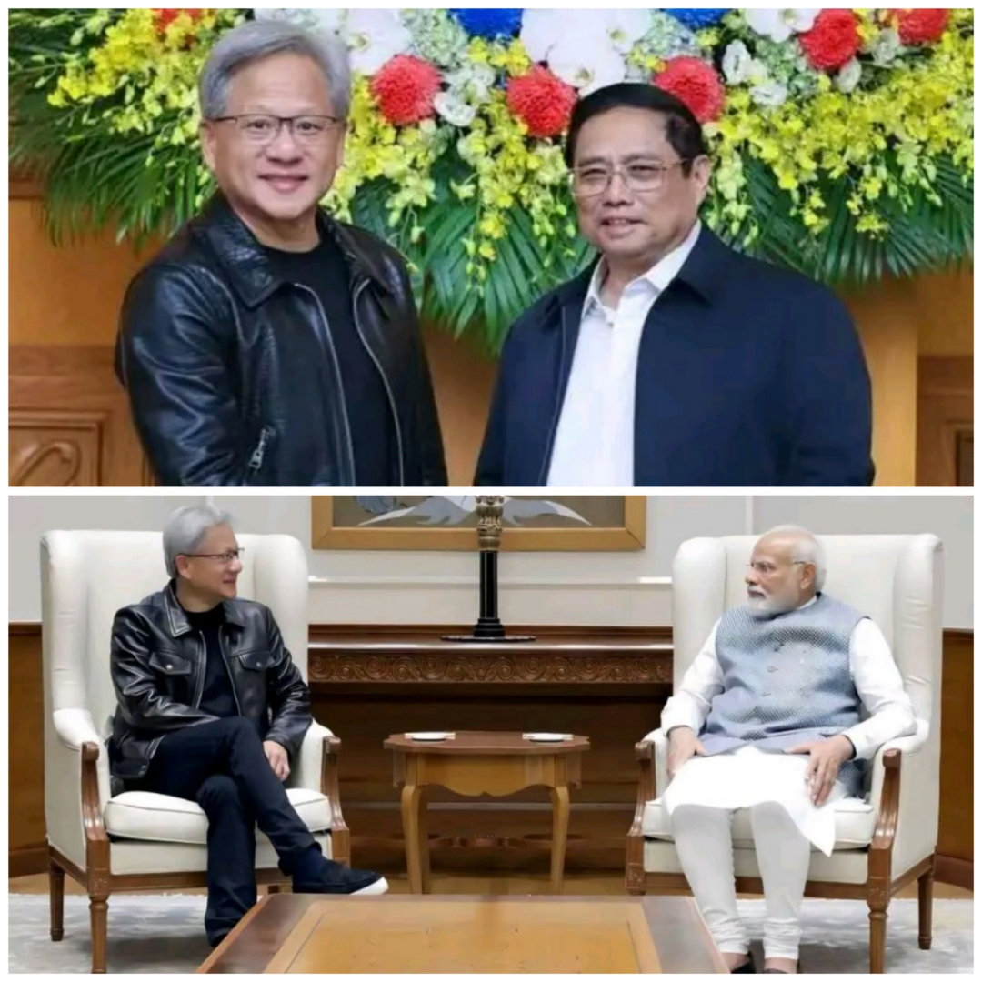 黄仁勋的皮衣在外国可以见国家元首，在中国只能去街头吃烤鱿鱼热点现场黄仁勋库克发声