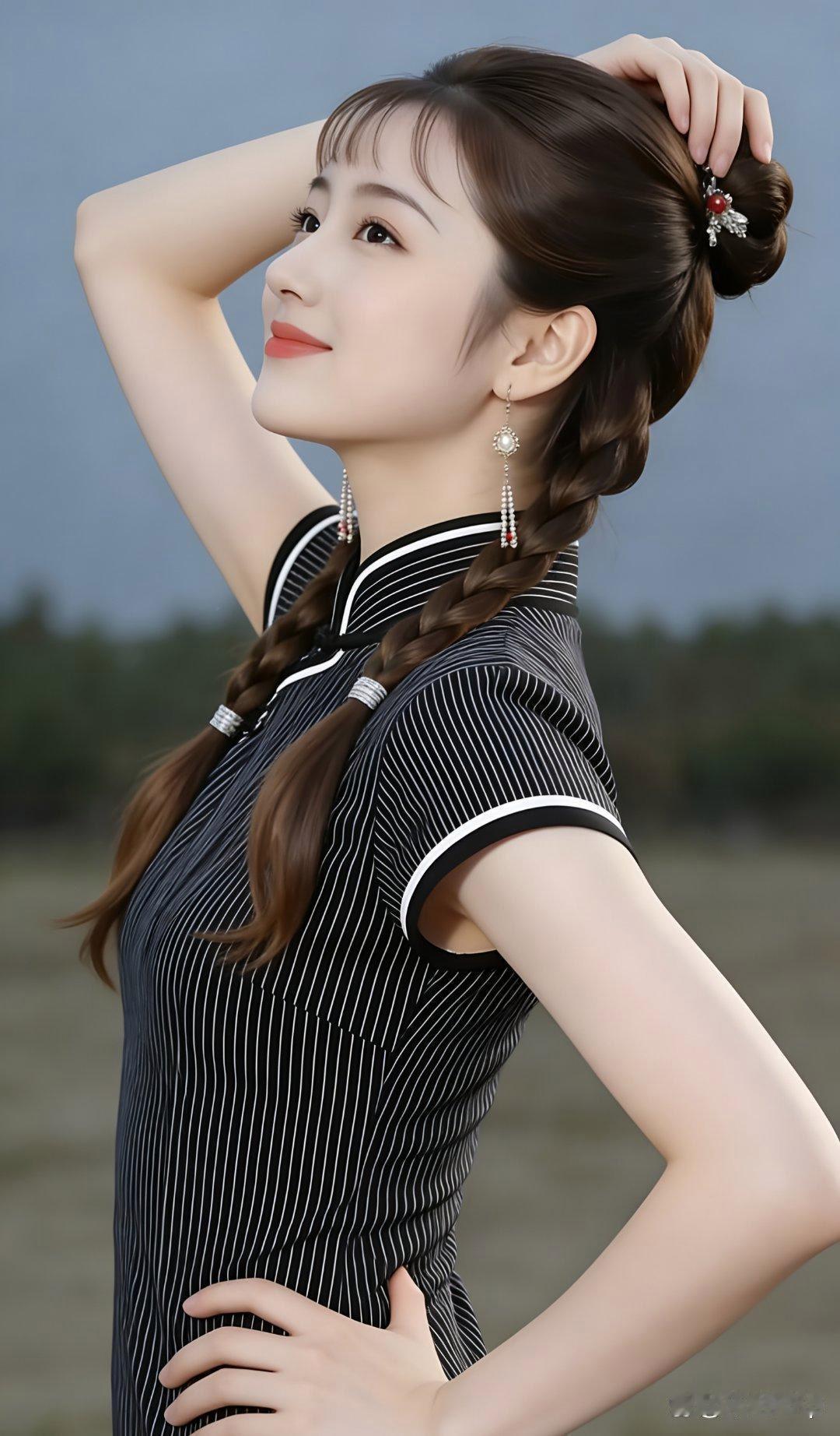 优雅旗袍，复古发饰，尽显东方韵味