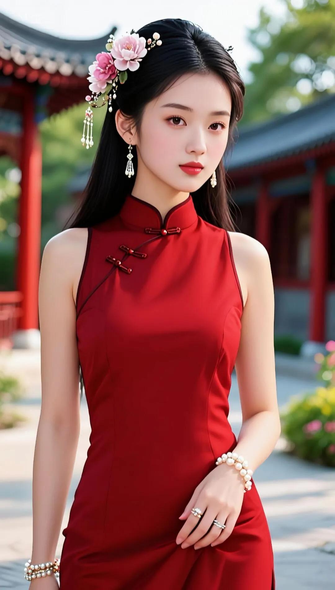 古典优雅，红衣美人，韵味十足！