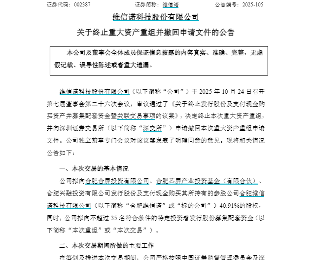 历时近三年, 002387重大资产重组终止